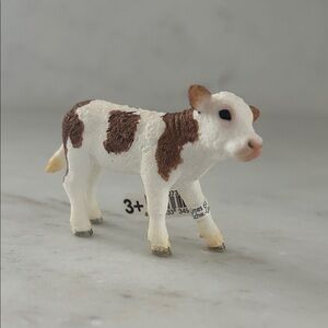 Spotted Farm Cow Toy Figure - White and Brown